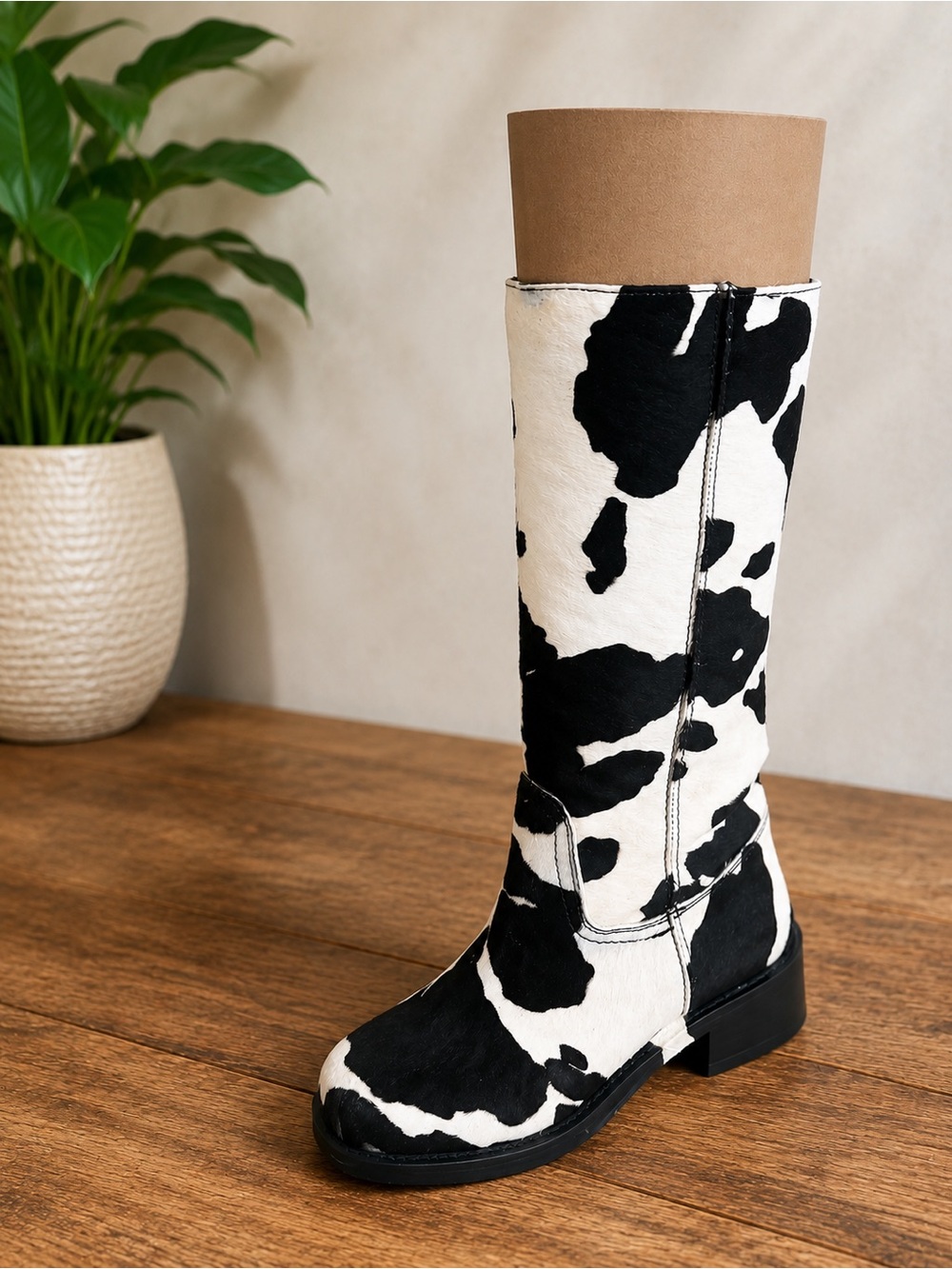 Steve Madden Riggs-H Cow Print Knee High Boots NIB Sold Out